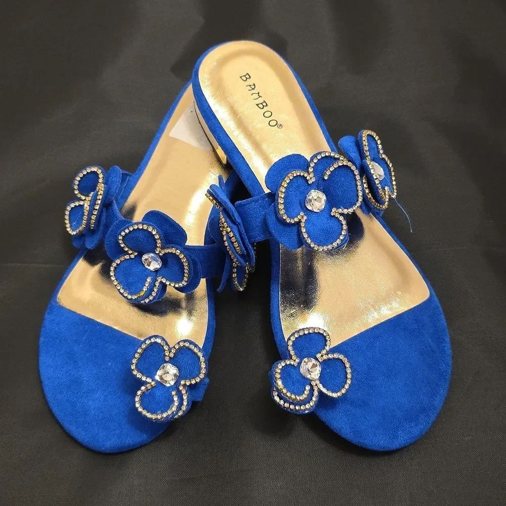 BRAND NEW BAMBOO FLORAL & GOLD CHAIN EMBELLISHED SANDAL